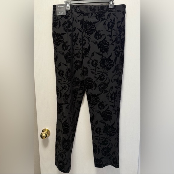 Murano Floral Black Slim Fit Stretch Waistband Men's Pants Size 34x32 NWT - Picture 1 of 2